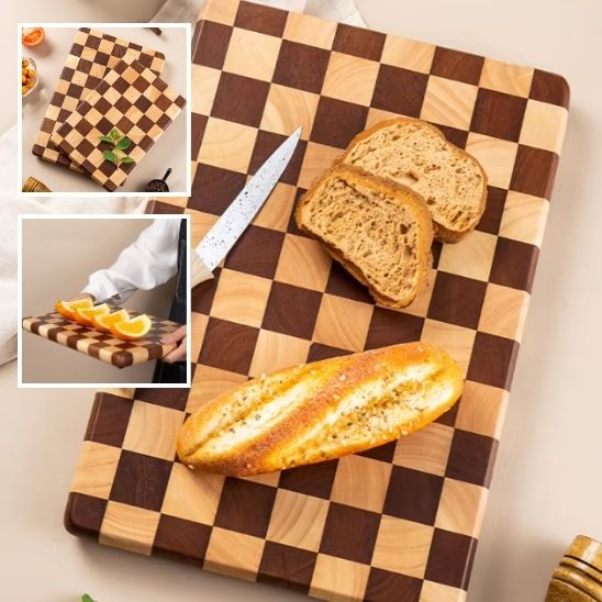 Planche à Découper en Bois Damier