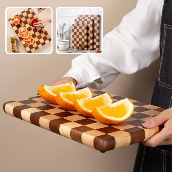 Planche à Découper en Bois Damier
