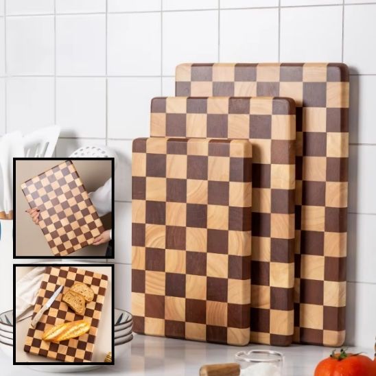 Planche à Découper en Bois Damier