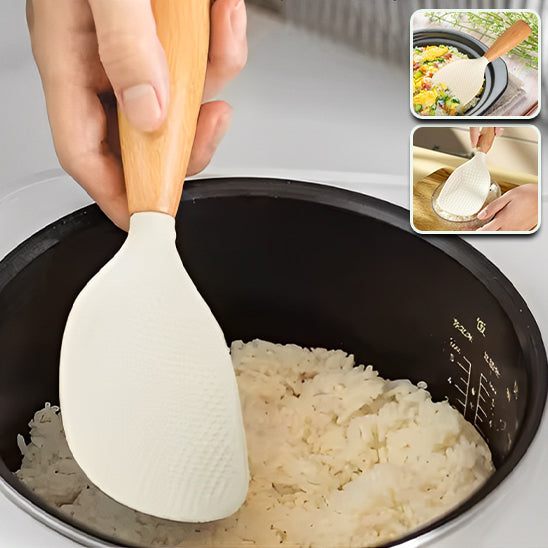 Cuillère en Silicone avec Manche en Bois