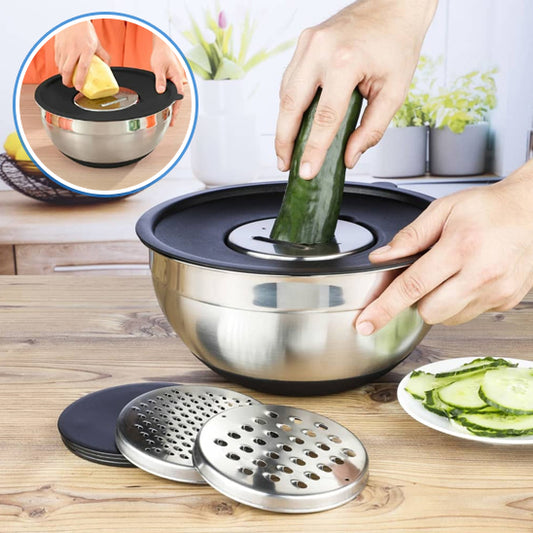 Bols à Mélanger avec Râpe en Acier Inoxydable