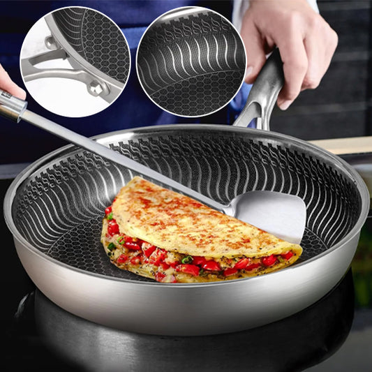 Poêle à Frire en Acier Inoxydable Nid d'Abeille
