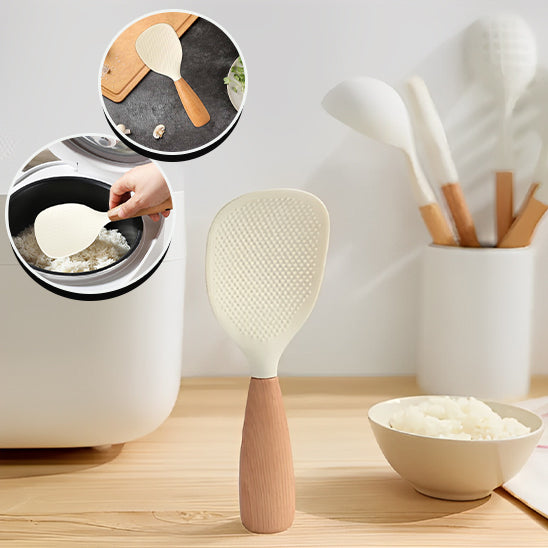 Cuillère en Silicone avec Manche en Bois