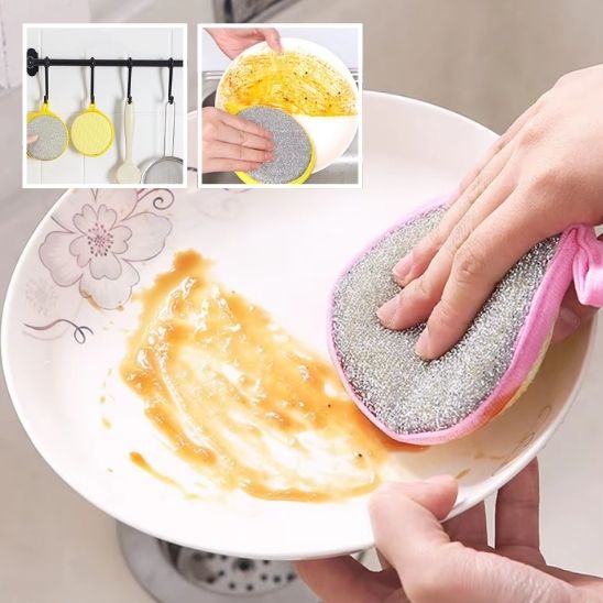 Lot d'Éponge à Vaisselle Double Face Réutilisables