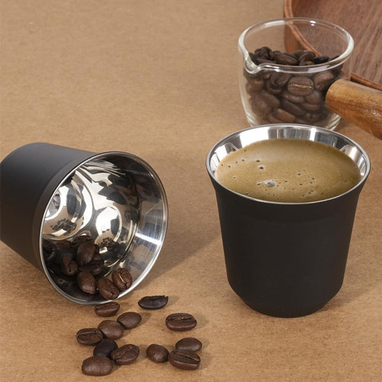 2 Tasses à Expresso en Acier Inoxydable Isolée