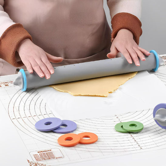 Rouleau à Pâtisserie en Silicone à Épaisseur Réglable