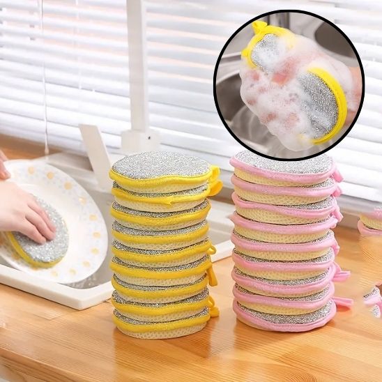 Lot d'Éponge à Vaisselle Double Face Réutilisables