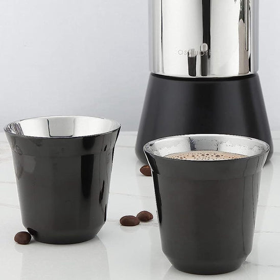 2 Tasses à Expresso en Acier Inoxydable Isolée