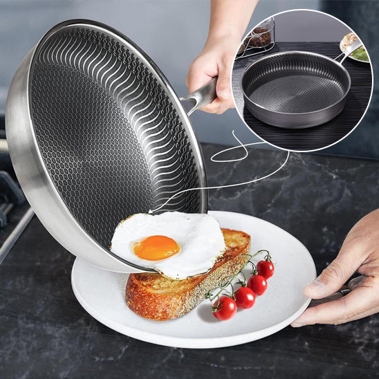 Poêle à Frire en Acier Inoxydable Nid d'Abeille