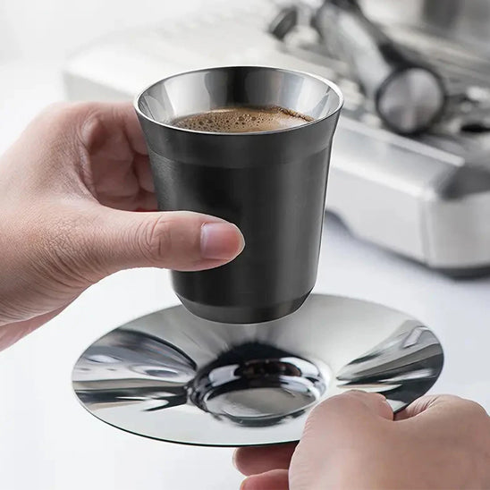 2 Tasses à Expresso en Acier Inoxydable Isolée