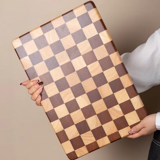 Planche à Découper en Bois Damier