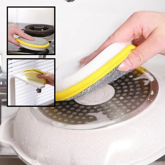 Lot d'Éponge à Vaisselle Double Face Réutilisables