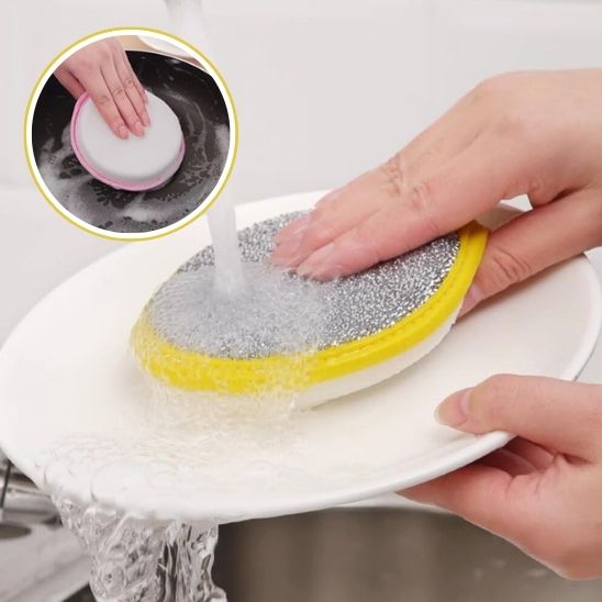 Lot d'Éponge à Vaisselle Double Face Réutilisables